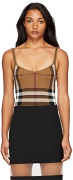 Burberry Brown Ribbed Check Bodysuit