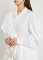 Simone Rocha Ruffled Cotton Midi Shirt Dress White
