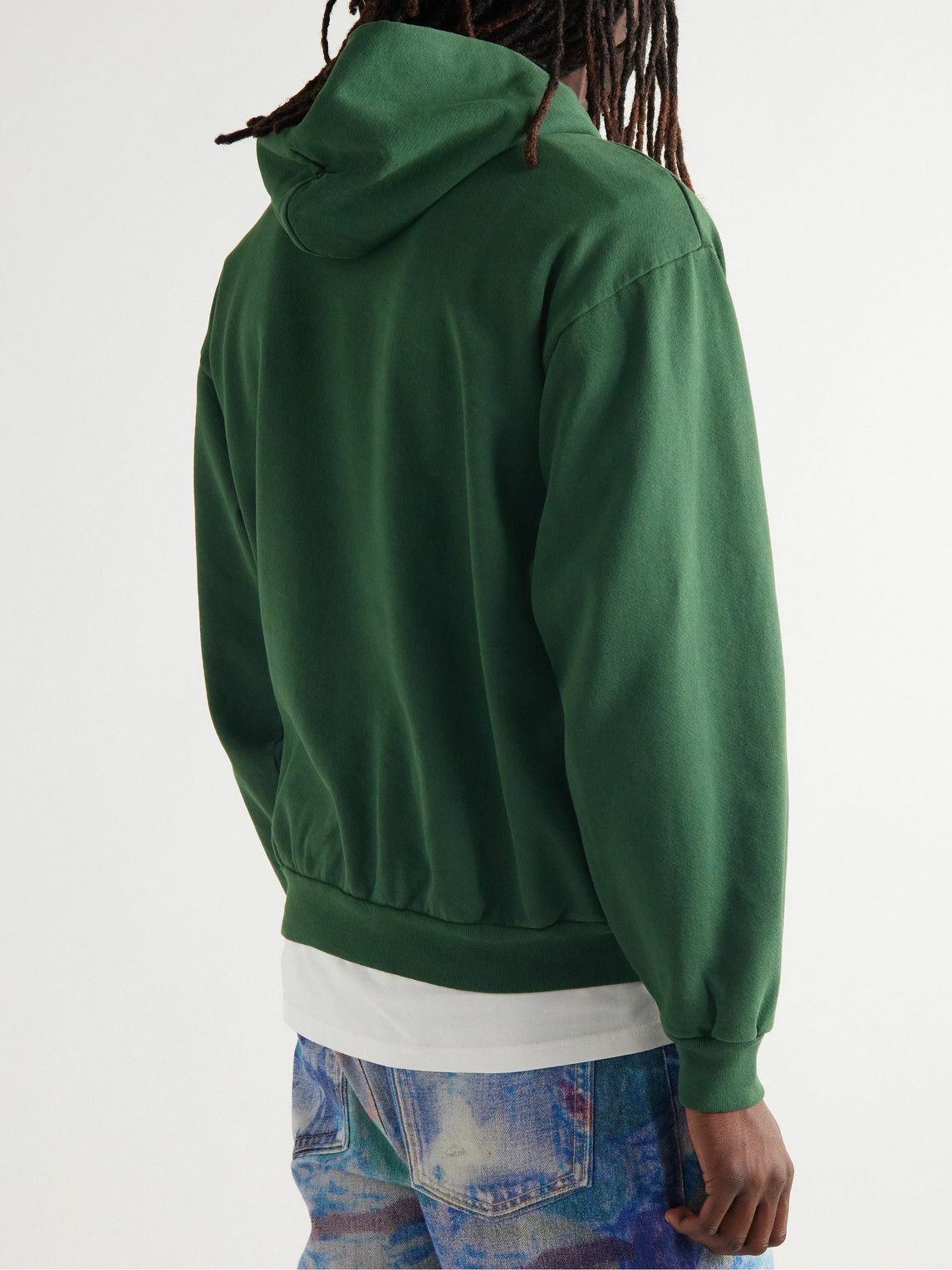 Throwing Fits LogoPrint CottonJersey Hoodie Green