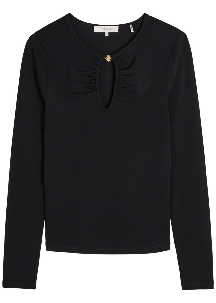 Frame The Keyhole Stretch-rayon top Black