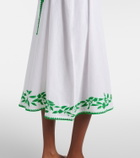 Juliet Dunn Embroidered cotton and linen midi dress