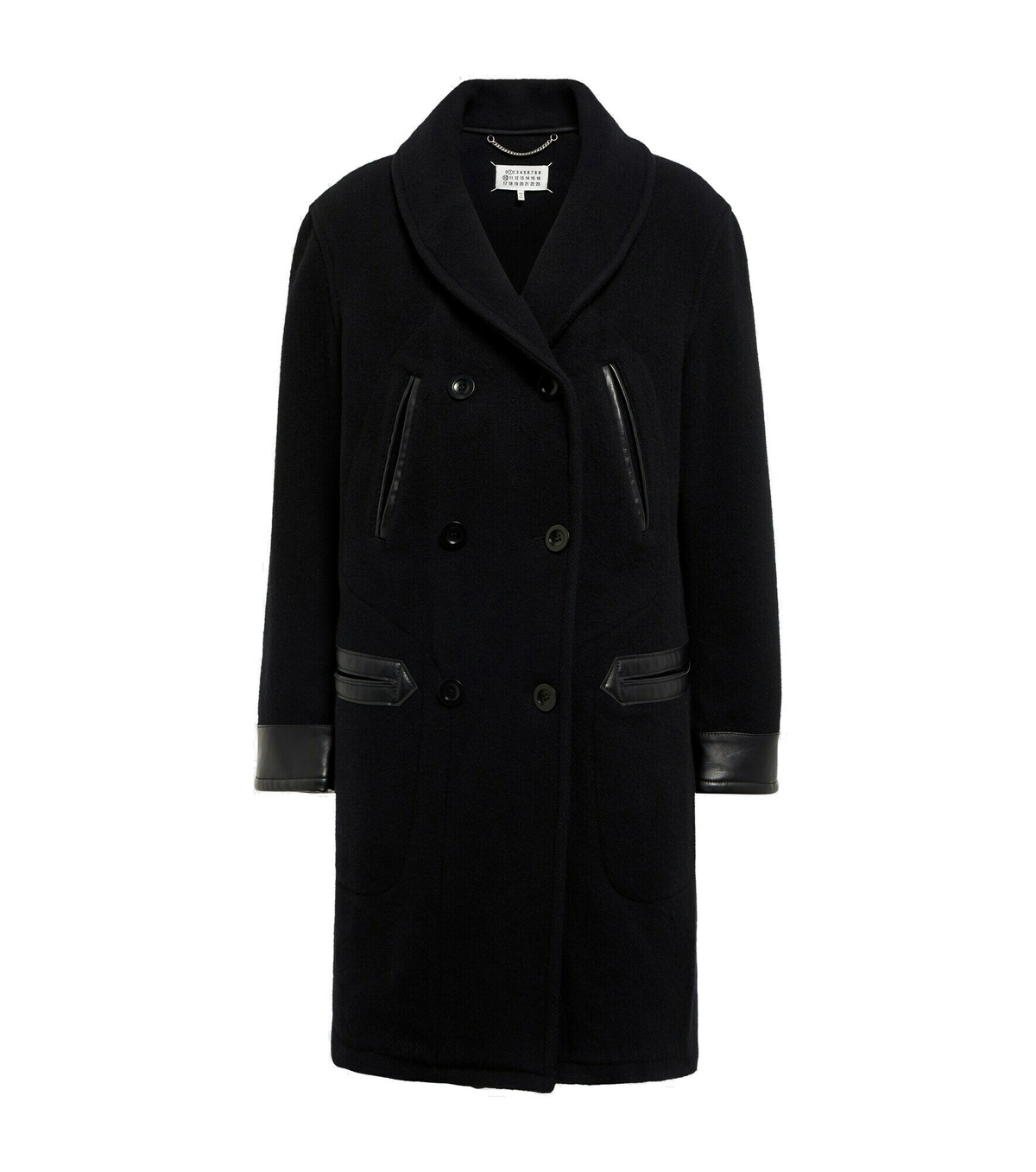 MAISON MARGIELA Size XS Navy Knitted Wool Belted Oversized Coat