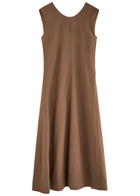 Skall Studio Antonia Linen-blend Midi Dress Brown