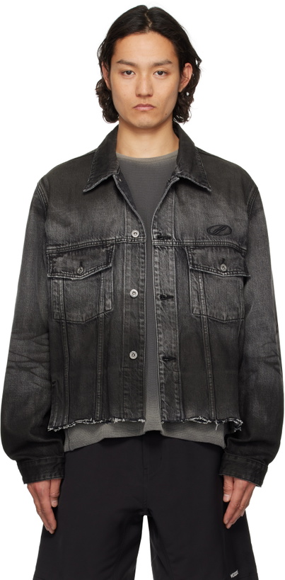 Photo: We11done Black Sprayed Sporty Selldone Denim Jacket
