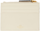 Valentino Garavani White Roman Stud Zipper Card Holder