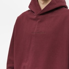 Maison Margiela Men's Embroidered Text Logo Hoody in Burgundy