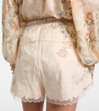 Camilla Embellished floral lace-trimmed high-rise shorts
