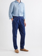 RUBINACCI - Spread-Collar Linen Shirt - Blue
