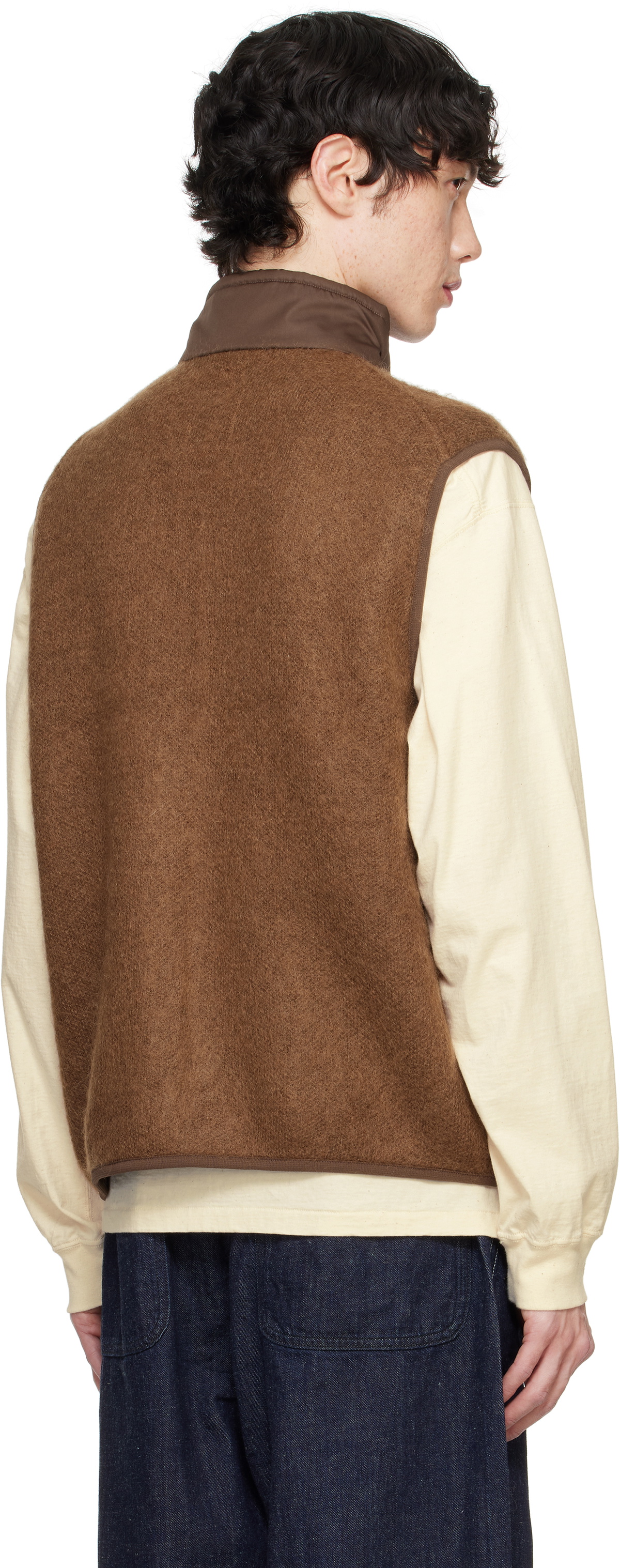 nanamica Brown Zip-Up Mohair Vest Nanamica