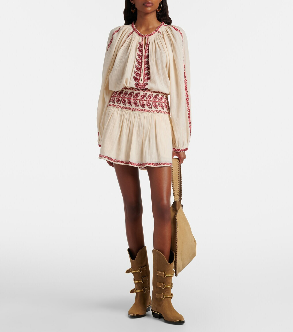 Marant Etoile Picadilia embroidered cotton miniskirt