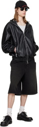 Dsquared2 Black Zipped Hoodie Faux-Leather Jacket