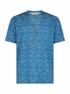 MC2 Saint Barth Man Blue Linen Jersey T-shirt Ecstasea With Sashiko Print