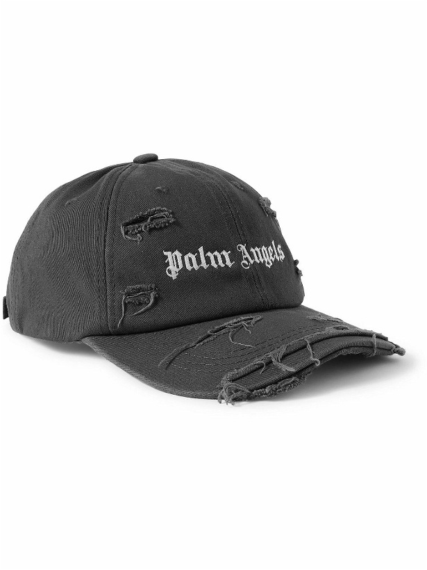 Photo: Palm Angels - Logo-Embroidered Distressed Cotton-Twill Baseball Cap