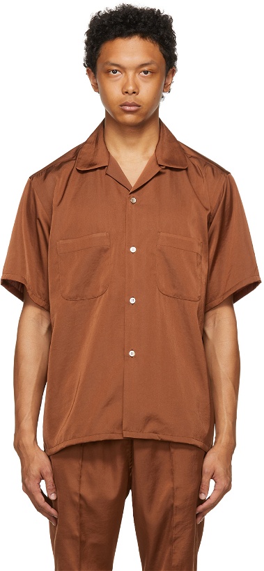 Photo: The Conspires Brown Satin Short Sleeve Shirt