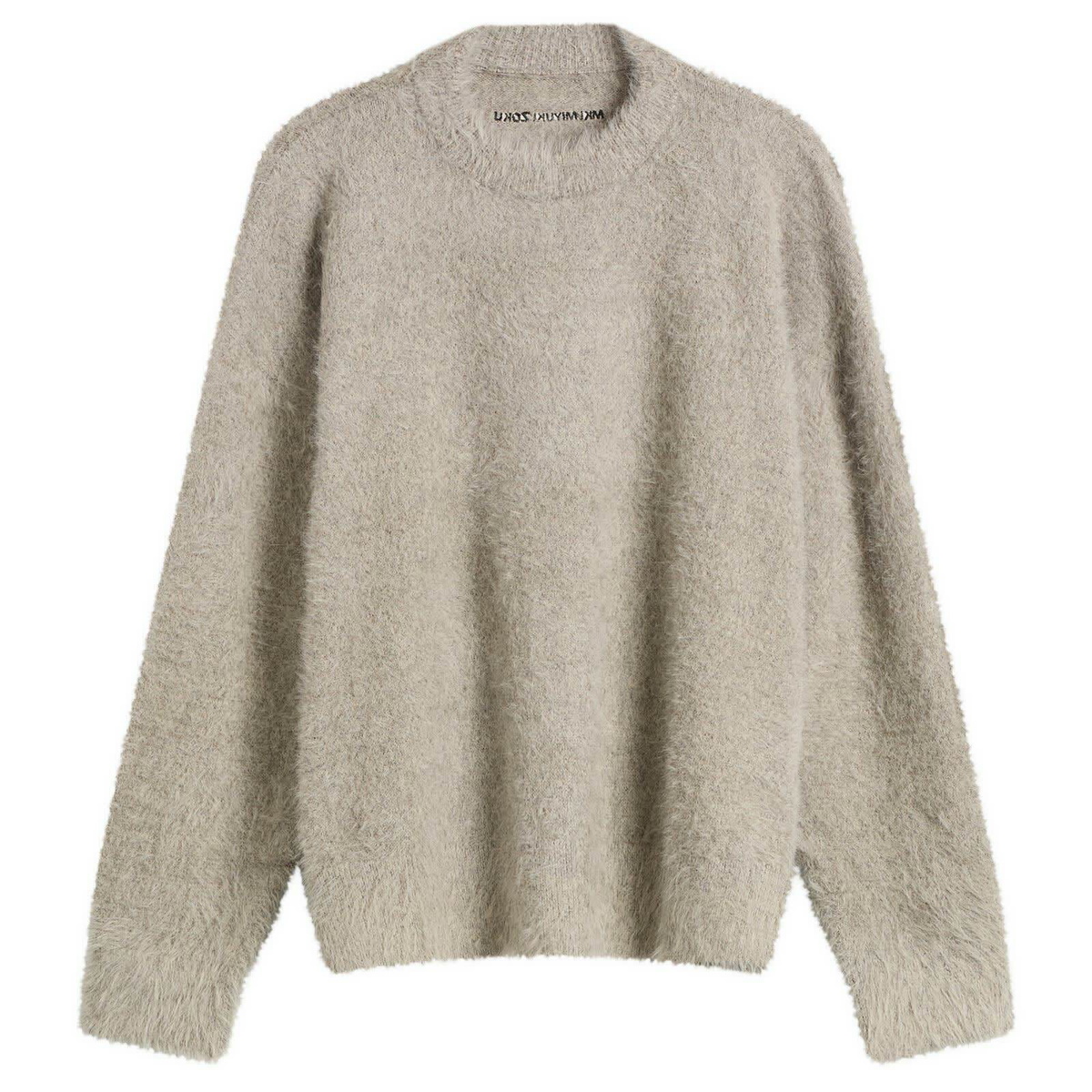 MKI Men's Mohair Blend Knit Crew in Light Grey MKI Miyuki-Zoku
