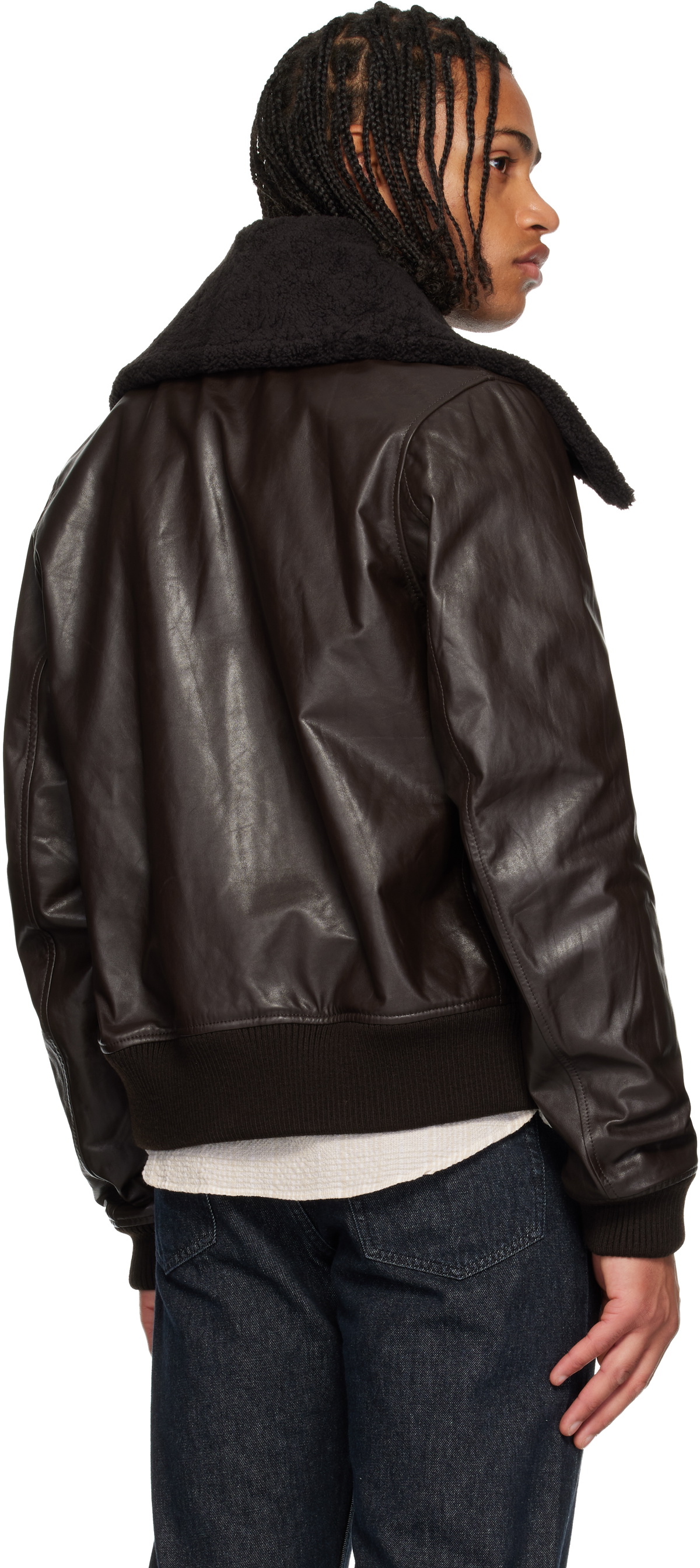 OUR LEGACY Brown Pharos Leather Bomber Jacket