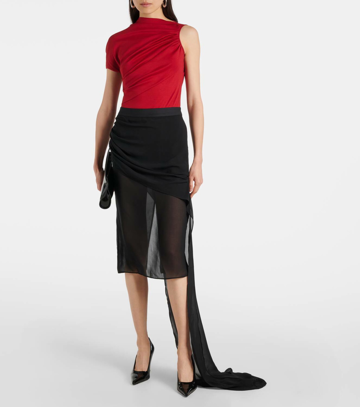 Didu Draped chiffon midi skirt