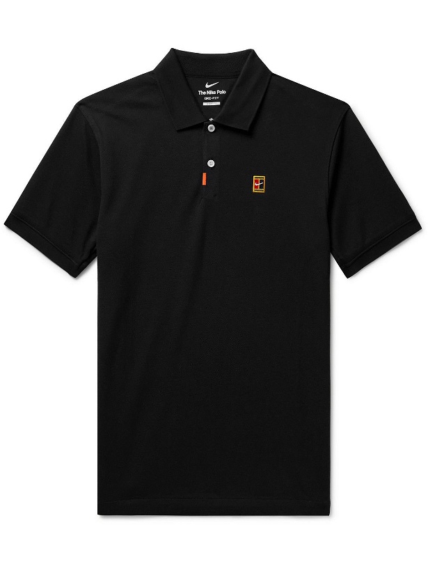 Photo: Nike Tennis - Slim-Fit Logo-Appliquéd Organic Dri-FIT Piqué Polo Shirt - Black