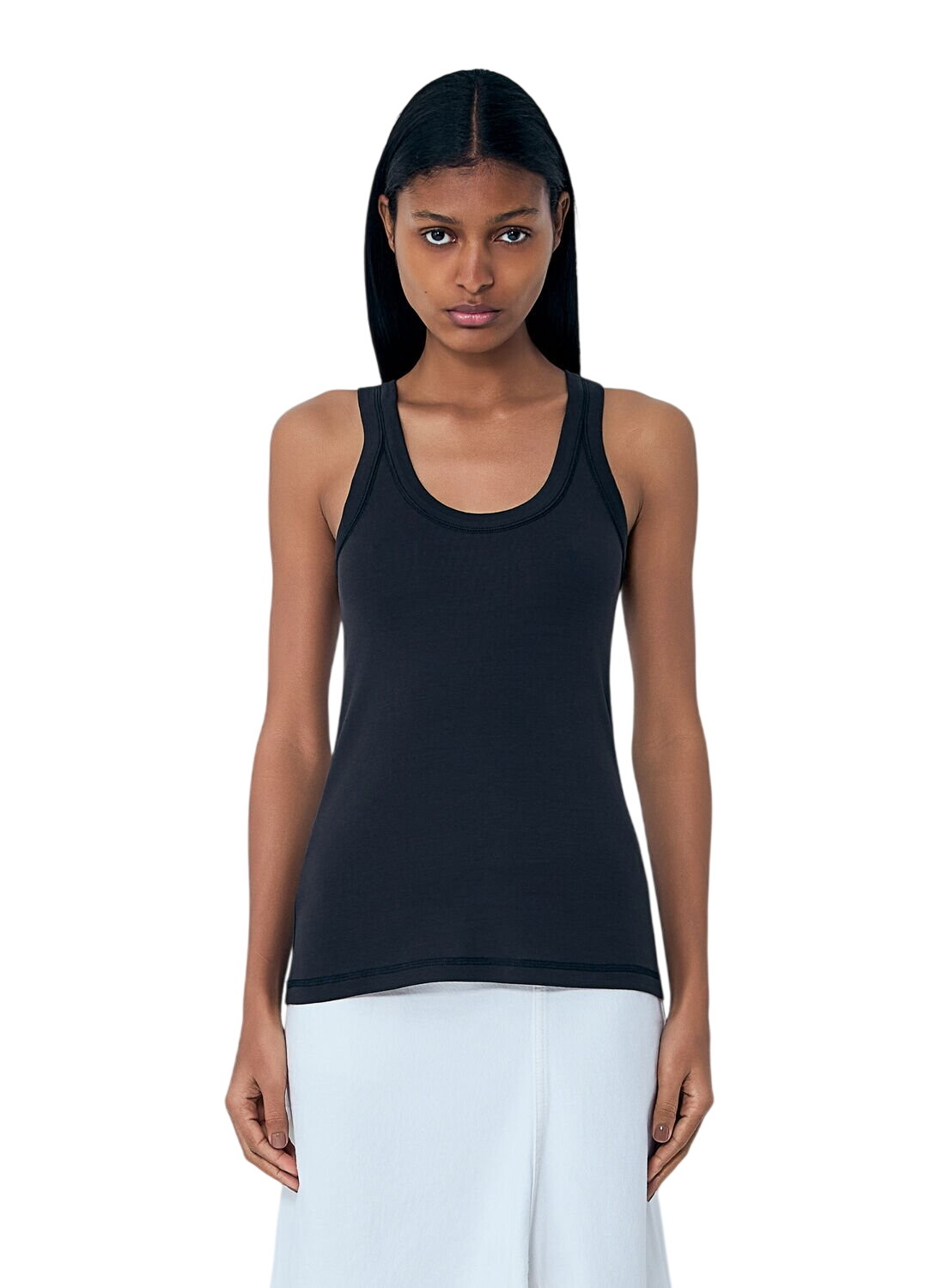 Tricot Comme des Garcons Black Gathered Asymmetric Tank Top Tricot