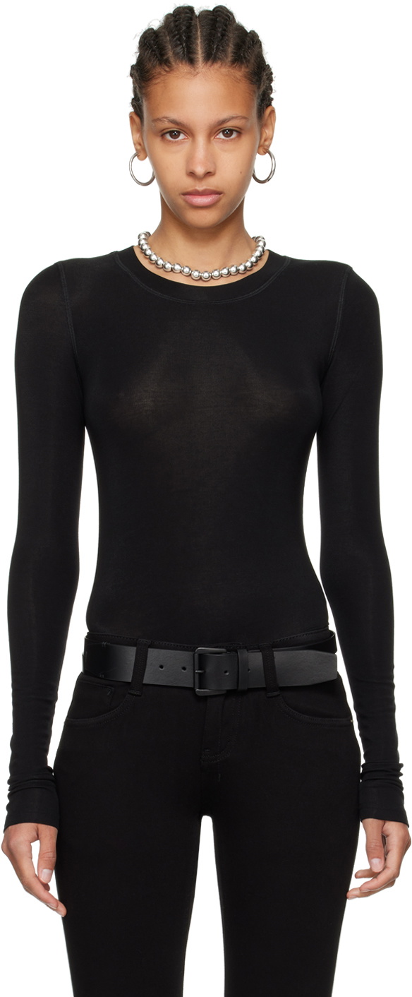 Fax Copy Express Black 'The Round Neck' Long Sleeve T-Shirt