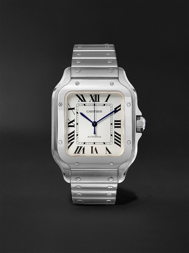 Photo: Cartier - Santos Automatic 35.6mm Interchangeable Stainless Steel and Leather Watch, Ref. No. WSSA0010