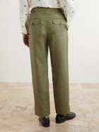 BODE - Straight-Leg Linen Trousers - Green