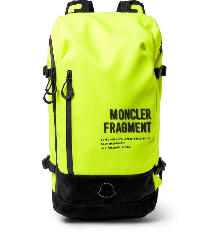 Photo: Moncler Genius - 7 Moncler Fragment Suede-Trimmed Fluorescent Shell Backpack - Bright yellow