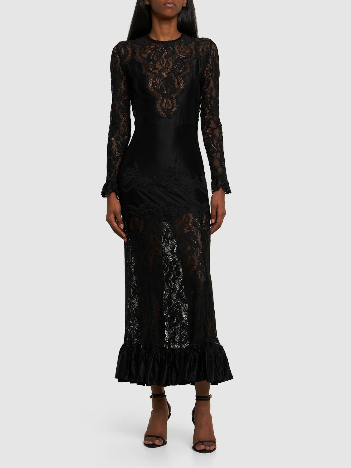 RABANNE Stretch Lace Long Sleeve Long Dress Paco Rabanne RABANNE Stretch Lace Long Sleeve Long Dress Paco Rabanne