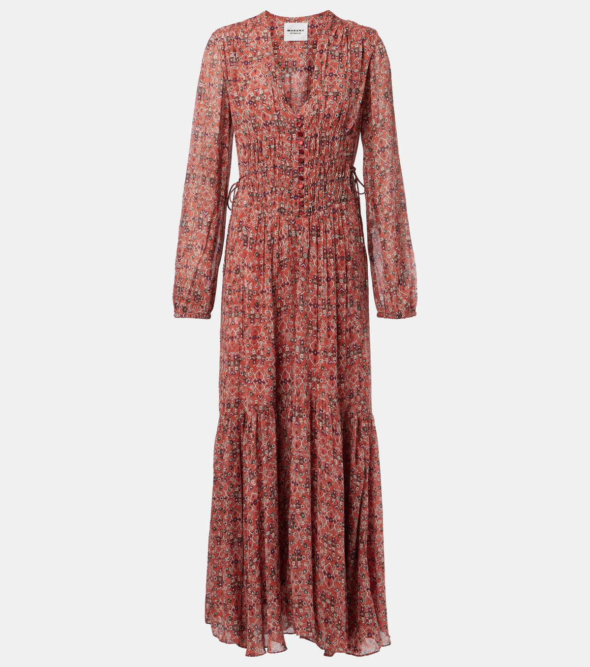 ISABEL MARANT ÉTOILE イエロー ロングドレス ISABEL MARANT Dolores silk-blend satin and corded lace maxi dress