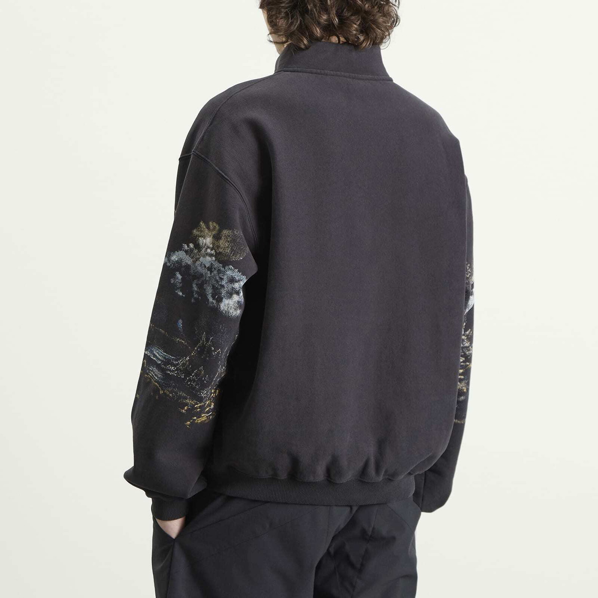 ROA Men's Fai Half Zip Sweatshirt in Washed Black