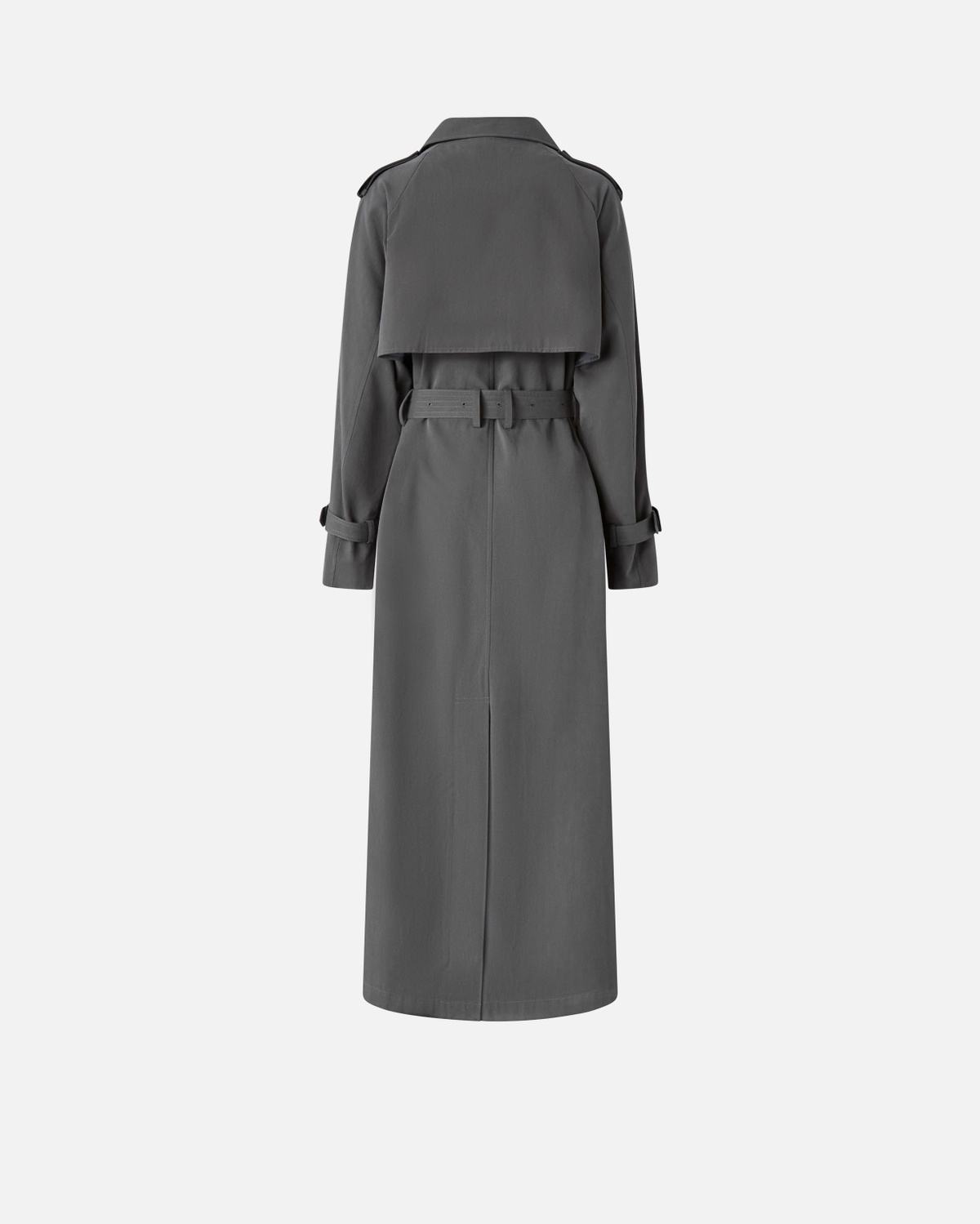 Pinko Classic Faded Cotton Trench Coat Shadow Grey