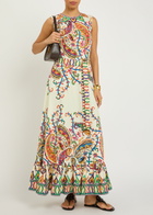 Etro Patterned Belted Cotton Maxi Dress Multicoloured 1