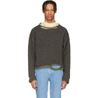 Eckhaus Latta Navy and Yellow Wiggly Road Sweater