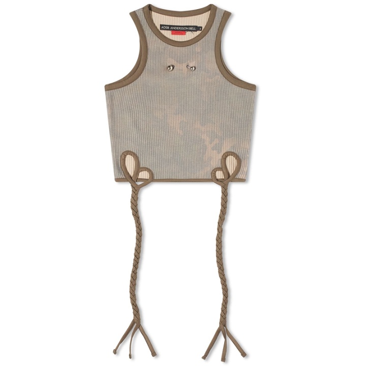 Photo: Andersson Bell Women's Camouflage Hand-Braided Waffle Tank Top in Sand