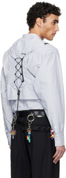 doublet Blue & White Trail Vest Stripe Shirt