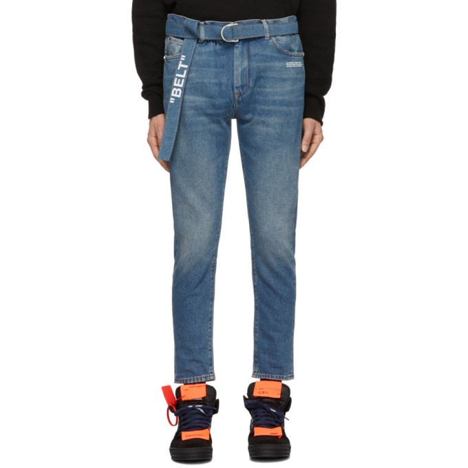 Off-White Blue Slim Low Crotch Jeans Off-White