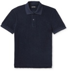 TOM FORD - Slim-Fit Logo-Embroidered Cotton-Terry Polo Shirt - Blue