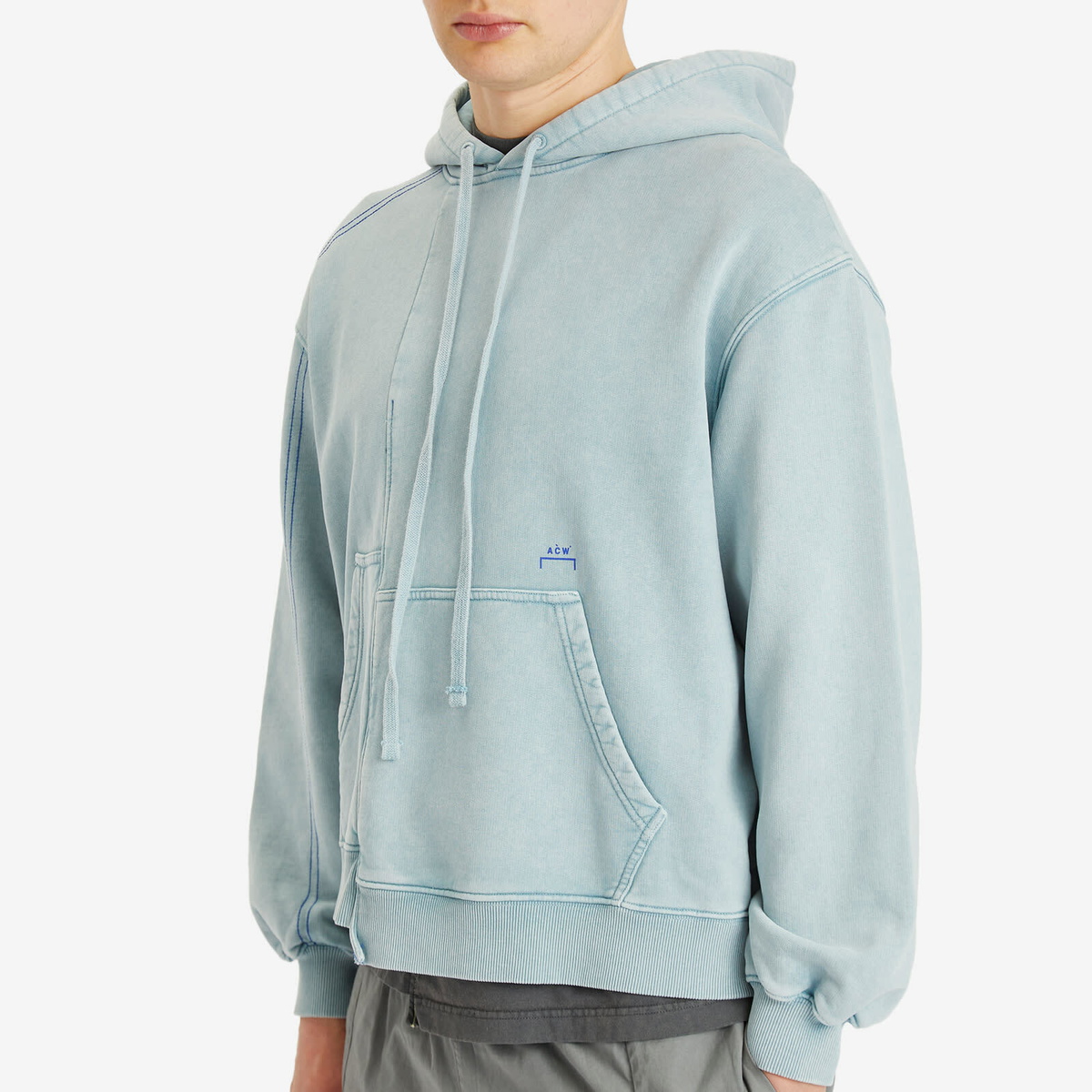 A-COLD-WALL* Men's Oblique Hoodie in Grey-Green Tourmaline