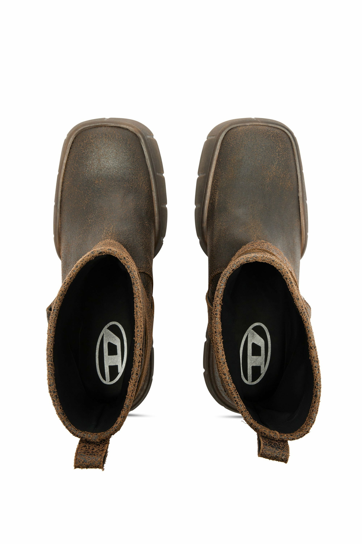 Diesel D-Tex-Biker boot in crackle leather - Boots Mens in Brown