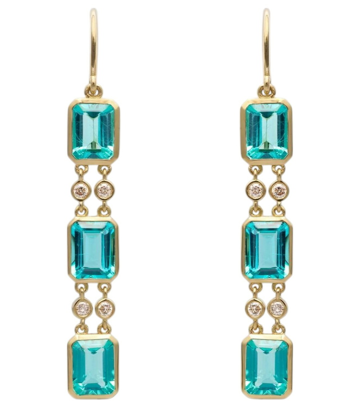 Photo: Ileana Makri Sofia 18kt gold drop earrings with apatites and diamonds