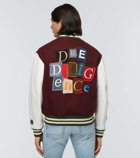 Due Diligence Leather-trimmed wool varsity jacket