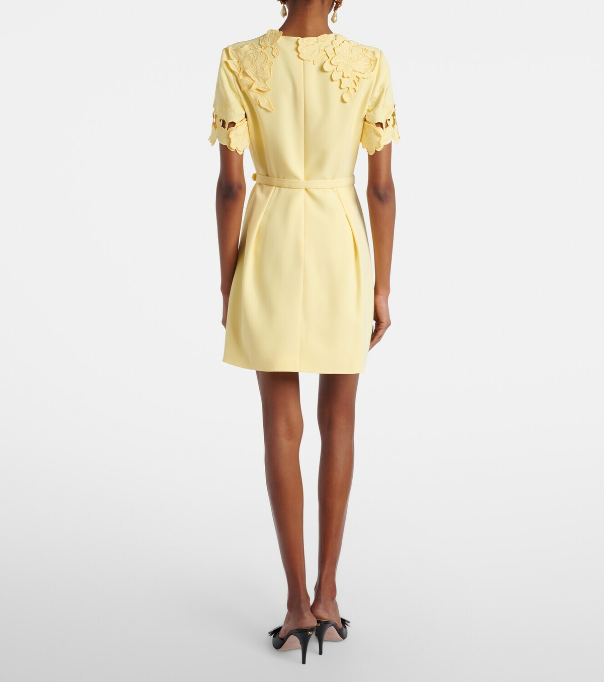 Leo Lin Aurelie belted floral-appliqué minidress