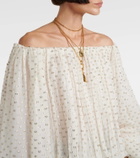 Chloé Polka-dot jacquard silk-blend mousseline top