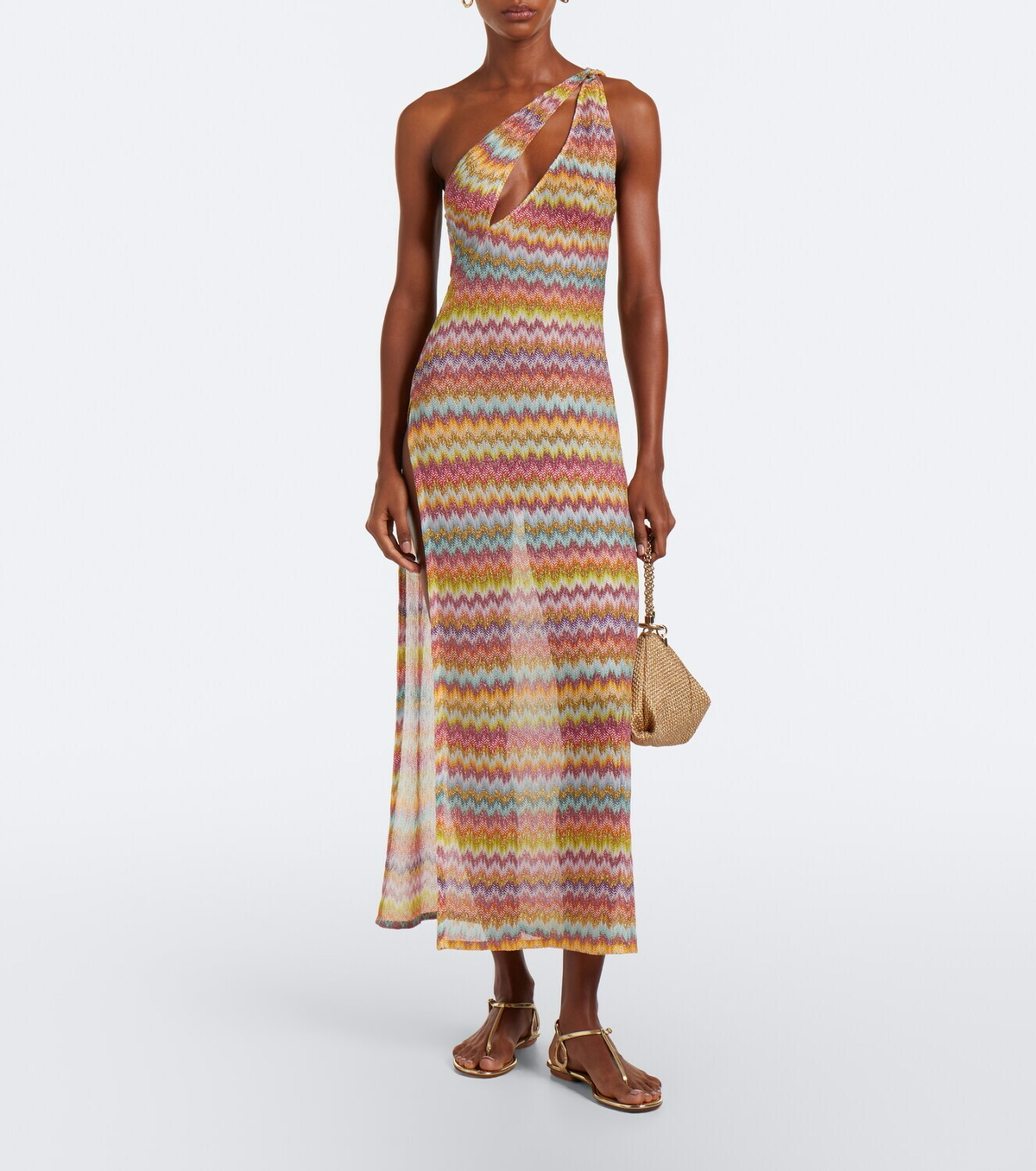 Missoni One-shoulder lamé maxi dress