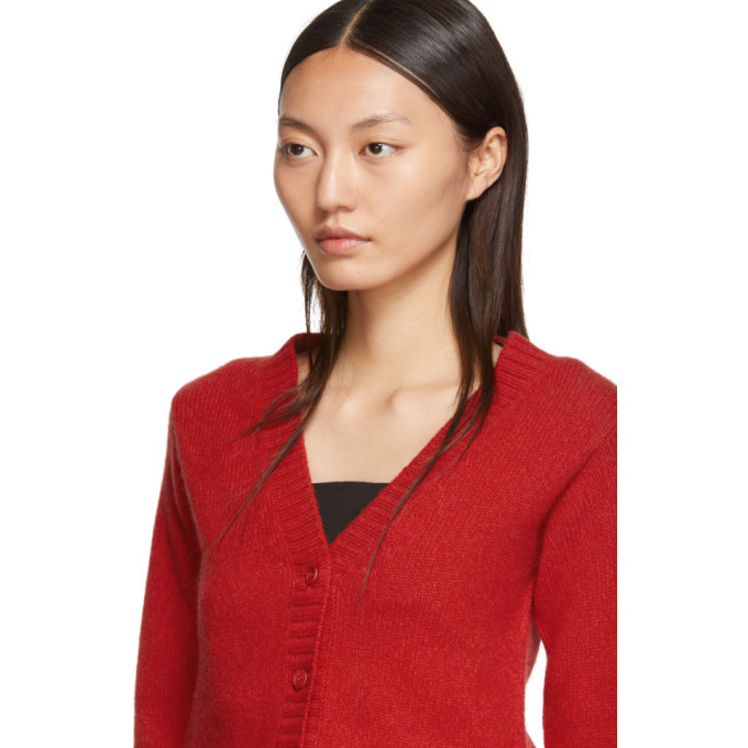 Prada Red Knit Logo Cardigan Prada