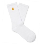 Carhartt WIP - Chase Logo-Embroidered Ribbed Stretch Cotton-Blend Socks - White