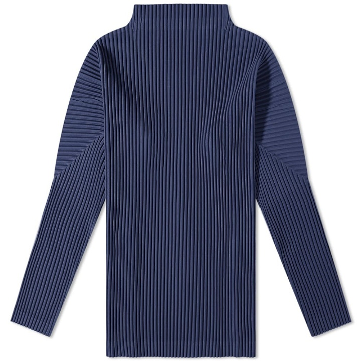 Photo: Homme Plissé Issey Miyake Men's Long Sleeve Pleated Roll Neck in Nocturne Navy