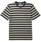 SAINT LAURENT - Logo-Embroidered Striped Wool-Jersey T-Shirt - Unknown