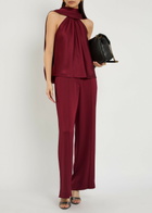 Simkhai Kyra Pintuck Wide-leg Satin Trousers Red