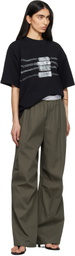 Alexander Wang Khaki Logo Elastic Mid-Rise Trousers